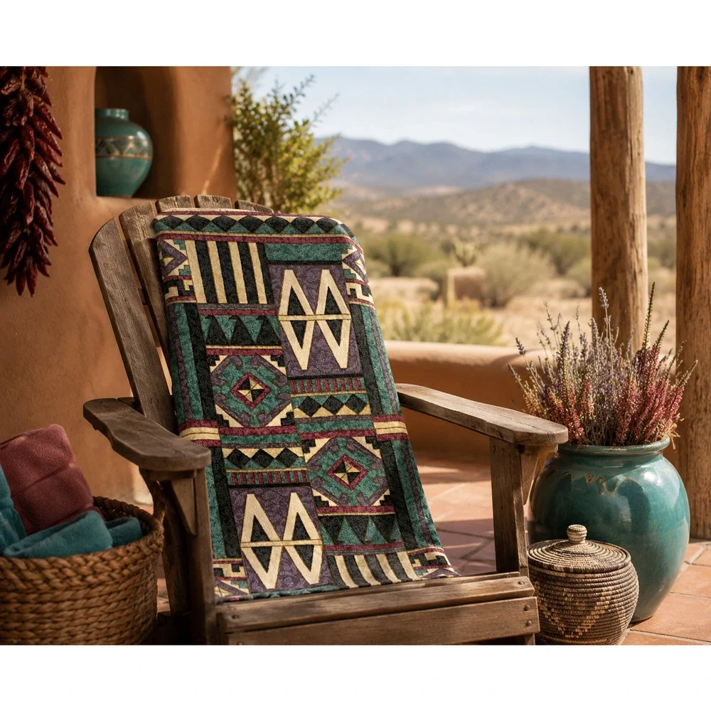 Vintage Springs Bath Fashions Southwestern Aztec Geometric Bath Towel 27x49
